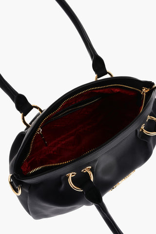 LOVE Faux Leather Bowler Bag with Removable Braided Handle