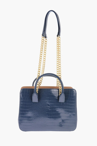 LOVE Borsa Tote in Ecopelle Effetto Coccodrillo con Tracolla a Catena