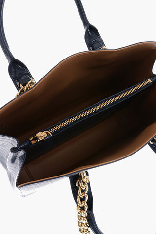 LOVE Borsa Tote in Ecopelle Effetto Coccodrillo con Tracolla a Catena