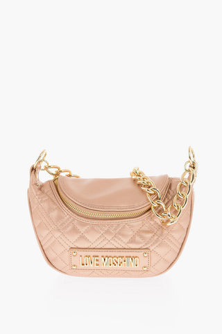 LOVE Gesteppte Tasche aus glänzendem Kunstleder mit Goldkette