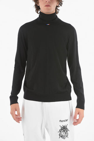 Virgin Wool CICLISTA Turtle-neck Sweater with Logo Flag
