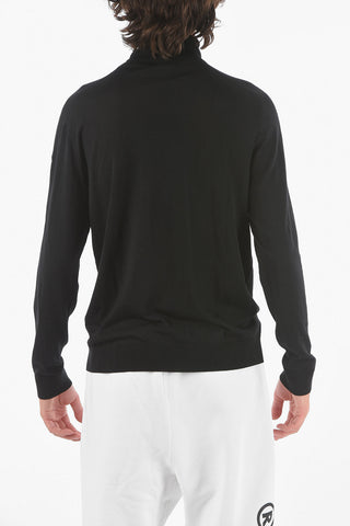 Virgin Wool CICLISTA Turtle-neck Sweater with Logo Flag
