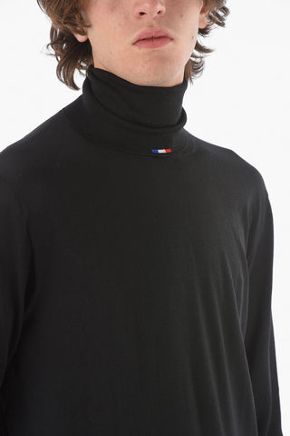 Virgin Wool CICLISTA Turtle-neck Sweater with Logo Flag