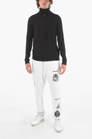 Virgin Wool CICLISTA Turtle-neck Sweater with Logo Flag