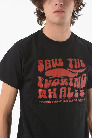 Short Sleeved Printed SAVE THE WHALES Crewneck T-shirt