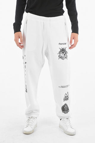 GENIUS Pantaloni Jogger in Cotone Felpato con Stampa Logo in Letterig