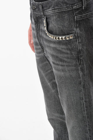 5 Pockets Jeans With Squared Studs 17 cm