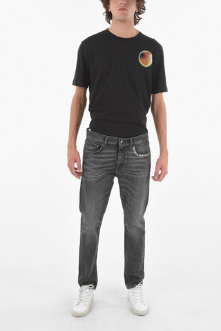 5 Pockets Jeans With Squared Studs 17 cm