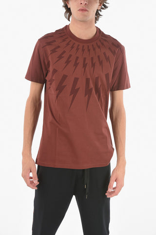 Silm Fit Printed FAIR-ISLE THUNDERBOLT Crew-Neck T-shirt