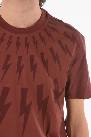 Silm Fit Printed FAIR-ISLE THUNDERBOLT Crew-Neck T-shirt
