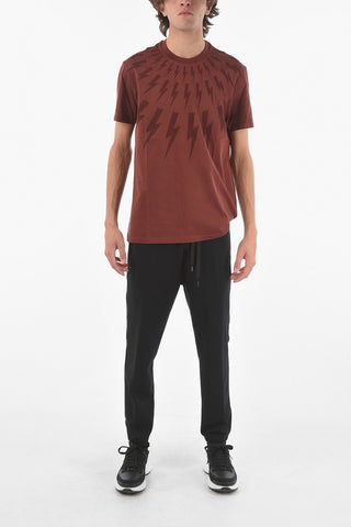 Silm Fit Printed FAIR-ISLE THUNDERBOLT Crew-Neck T-shirt