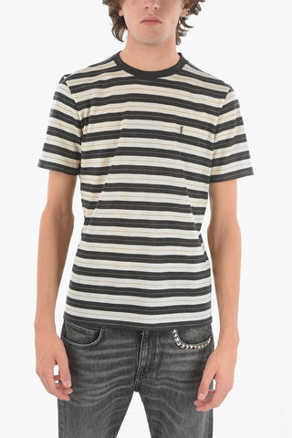 Crew Neck Balanced Stripe Wool T-Shirt
