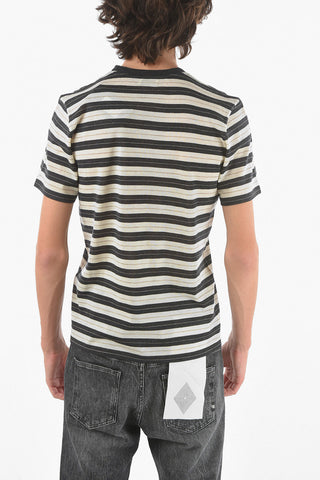 Crew Neck Balanced Stripe Wool T-Shirt