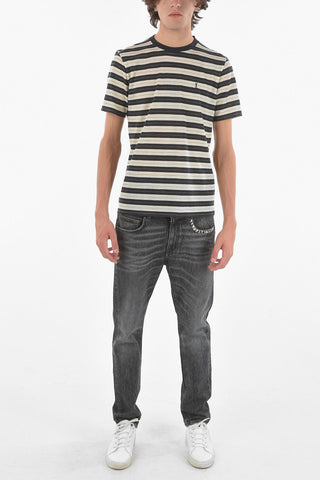 Crew Neck Balanced Stripe Wool T-Shirt
