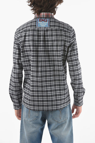 Camicia A Quadri Con Taschino E Collo Italiano