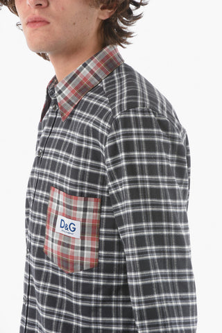 Camicia A Quadri Con Taschino E Collo Italiano