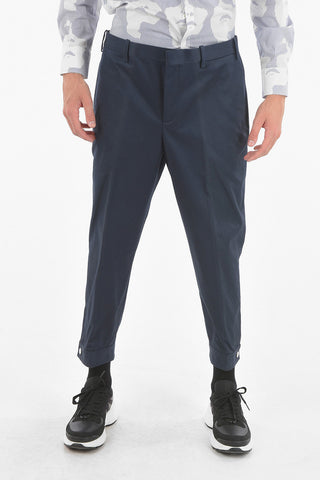 low waist slim fit pants with ankle zip