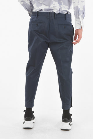 low waist slim fit pants with ankle zip