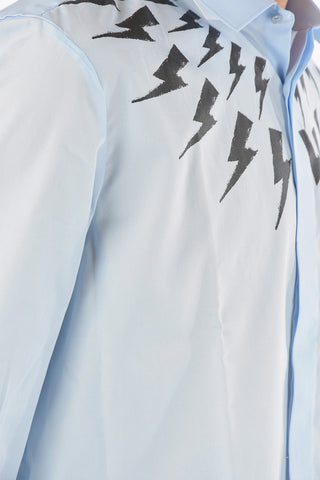 Popeline Slim Fit CHALK FAIR-ISLE THUNDERBOLT Shirt