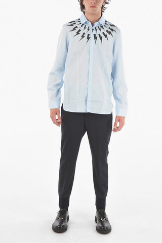 Popeline Slim Fit CHALK FAIR-ISLE THUNDERBOLT Shirt