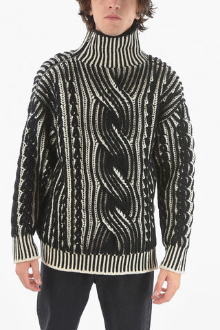 Maglione In Misto Lana Asimmetrico Con Zip Laterali