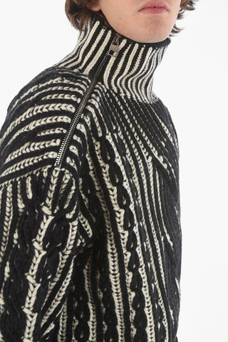 Maglione In Misto Lana Asimmetrico Con Zip Laterali