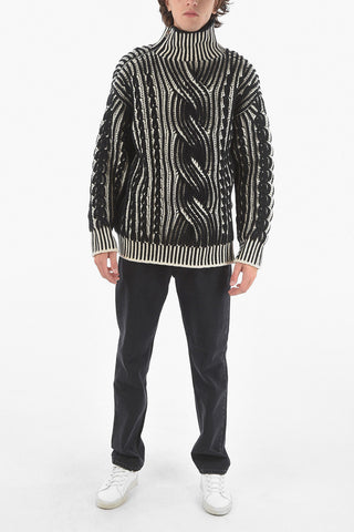 Maglione In Misto Lana Asimmetrico Con Zip Laterali
