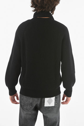 Maglione In Lana Scollo A V Con Sciarpa