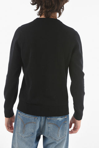 Constrasting Logo Wool Crewneck Sweater