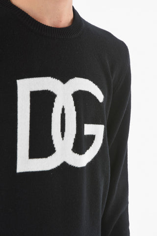 Constrasting Logo Wool Crewneck Sweater