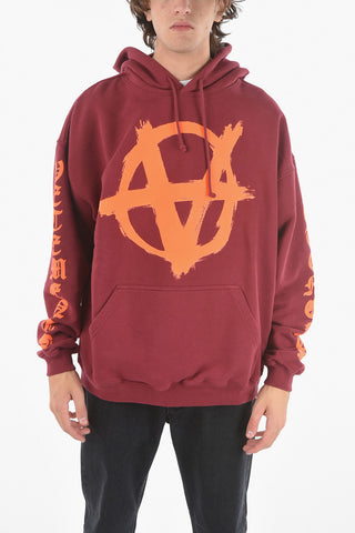 Felpa Stampata DOUBLE ANARCHY Oversize Con Cappuccio