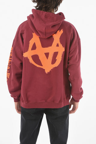 Felpa Stampata DOUBLE ANARCHY Oversize Con Cappuccio