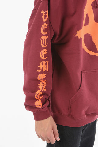 Felpa Stampata DOUBLE ANARCHY Oversize Con Cappuccio