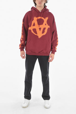 Felpa Stampata DOUBLE ANARCHY Oversize Con Cappuccio