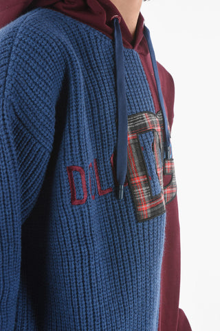 Two Colors Hoodie With Embroidered Logo