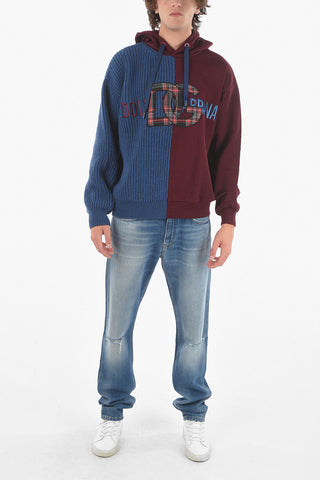 Two Colors Hoodie With Embroidered Logo