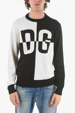 Constrasting Logo Wool Crewneck Sweater