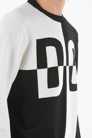 Constrasting Logo Wool Crewneck Sweater