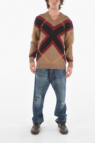 Wool Cashmere Blend V-neck Jumper