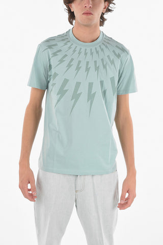 Silm Fit Printed FAIR-ISLE THUNDERBOLT Crew-Neck T-shirt