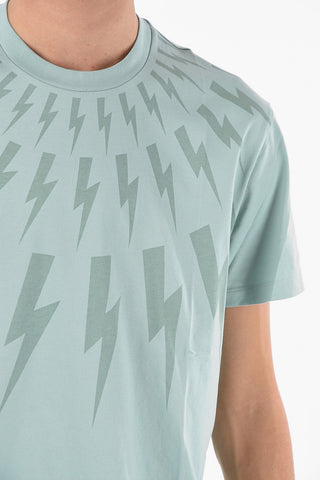 Silm Fit Printed FAIR-ISLE THUNDERBOLT Crew-Neck T-shirt