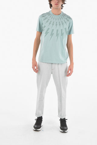 Silm Fit Printed FAIR-ISLE THUNDERBOLT Crew-Neck T-shirt