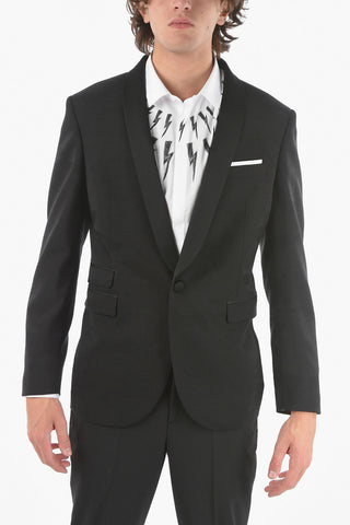 Tone On Tone Printed Camo FITTED SLIM FIT Single Breasted Blazer