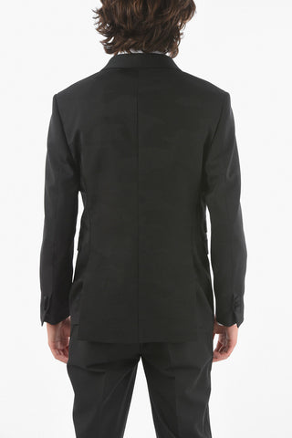Tone On Tone Printed Camo FITTED SLIM FIT Single Breasted Blazer