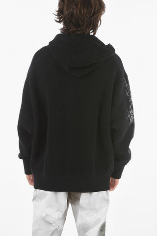 Zip-up Hooded Sweatshirt in Bouclé Cotton with Contrasting Logo