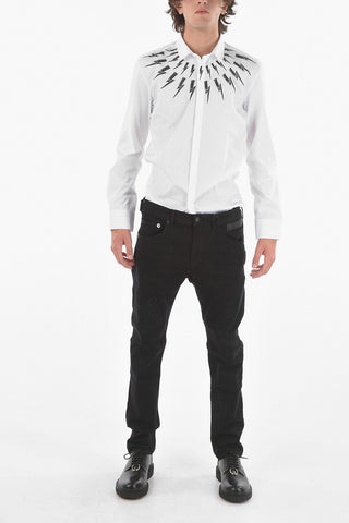 Jeans Skinny Fit in Denim Distressed con Passanti