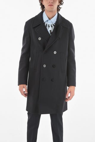 Virgin Wool Blend Double Breasted Chesterfield Coat