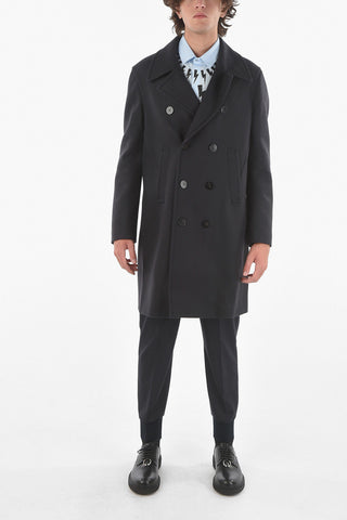Virgin Wool Blend Double Breasted Chesterfield Coat