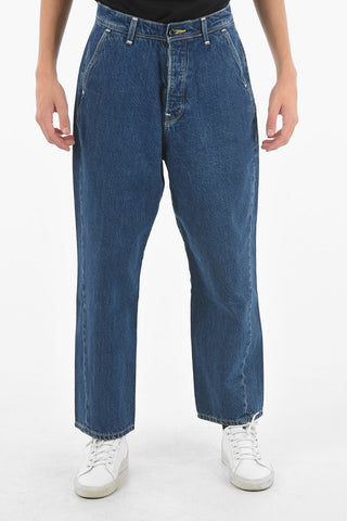 RED Mid-wash TWISTED Baggy Jeans with 4 Pockets 23cm