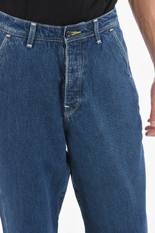 RED Mid-wash TWISTED Baggy Jeans with 4 Pockets 23cm